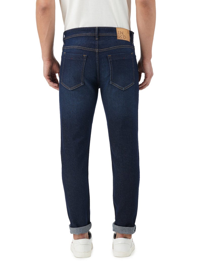 inkd جينز رجالي ضيق - متوسط الارتفاع | مزيج القطن | غرزة التباين | قماش قابل للتمدد | تصميم كلاسيك 5 بوكت - Image 3